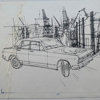 Ford Zodiac MkIV - Original Pen & Ink Line Drawing #3 (1968)