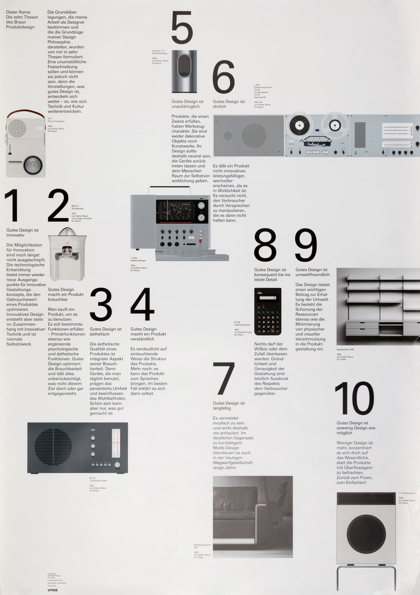 Poster] Dieter Rams: Die zehn Thesen des Braun Produktdesign