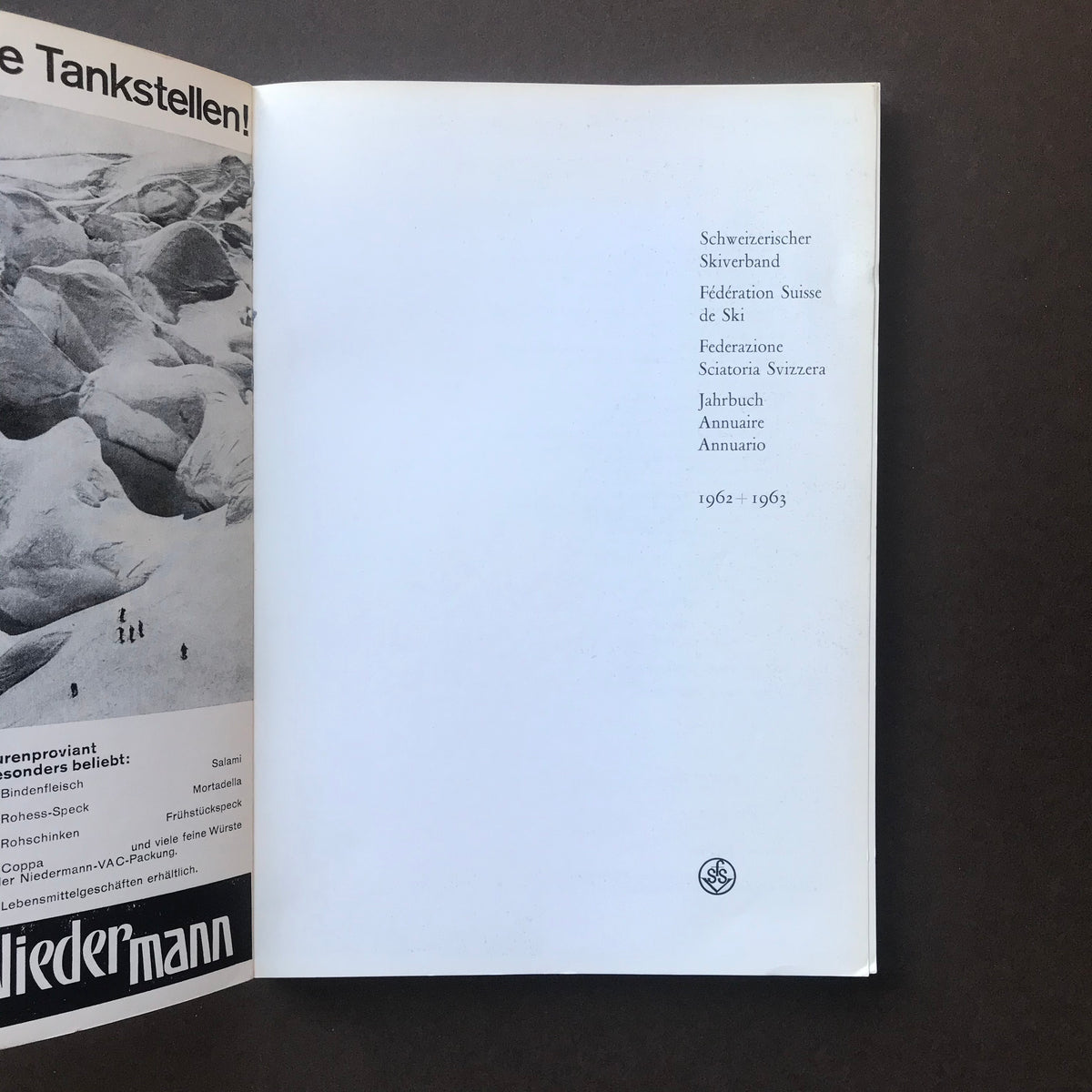 SSV FSS Jahrbuch Annuaire 1962/63 Vol.LVI - Werner Mühlemann – The
