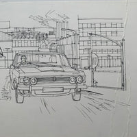 Ford Zodiac MkIV - Original Pen & Ink Line Drawing #4 (1968)