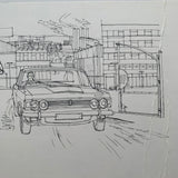 Ford Zodiac MkIV - Original Pen & Ink Line Drawing #4 (1968)