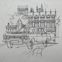 Ford Zodiac MkIV - Original Pen & Ink Line Drawing #5 (1968)