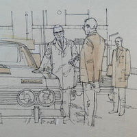 Ford Zodiac MkIV - Original Pen & Ink Line Drawing #7 (1968)
