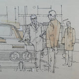 Ford Zodiac MkIV - Original Pen & Ink Line Drawing #7 (1968)
