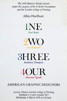 1ne, 2wo, 3hree, 4our American Graphic Designers (1978) Lecture Poster