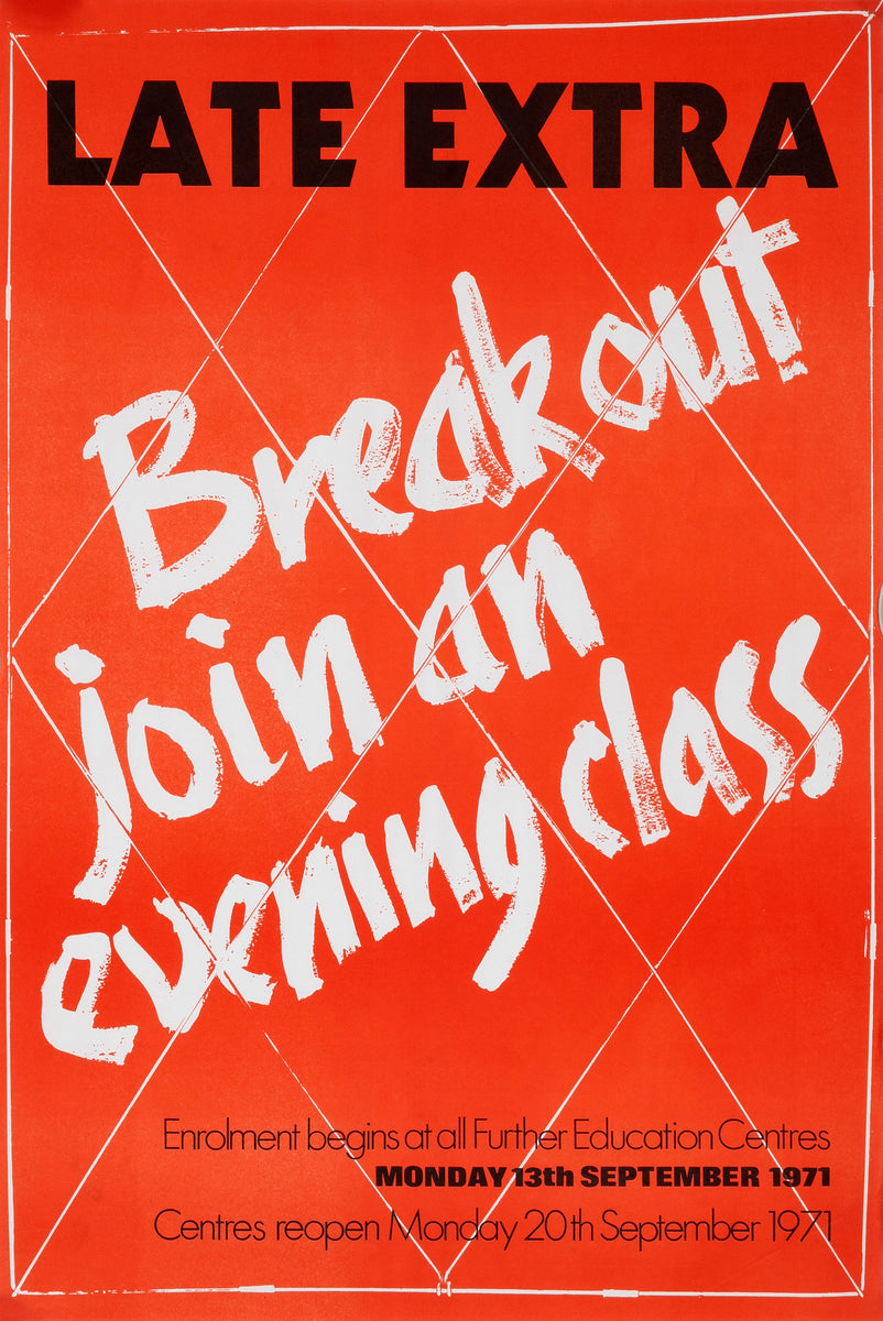 Late Extra: Breakout join an evening class (1971) Enrolment Poster ...