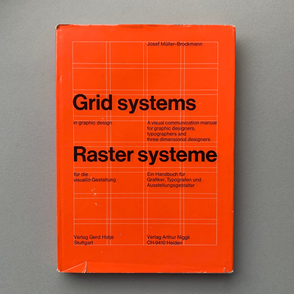 Grid systems in graphic design (Josef Müller-Brockmann) book cover. Buy and sell your design books, magazines and posters.  Visit bookseller, The Print Arkive. 