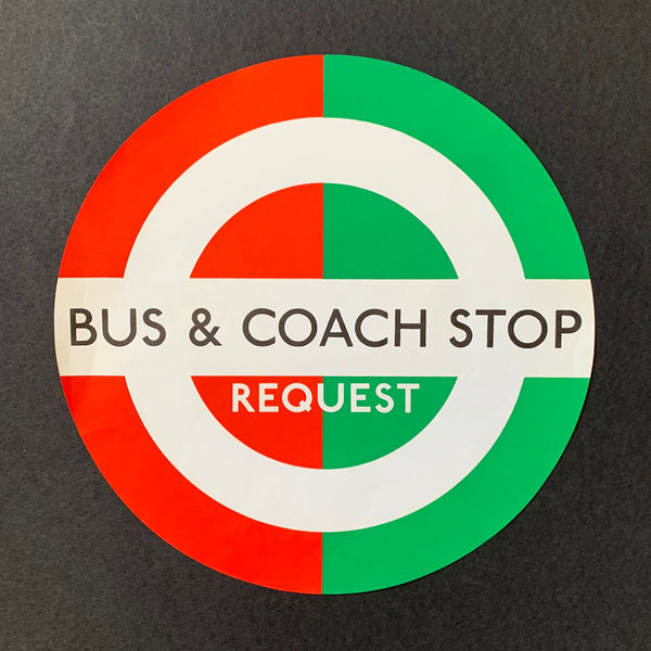 Vintage Dolly “Bus & Coach Stop Request” Sign. Buy and sell design related books, magazines and posters with The Print Arkive.