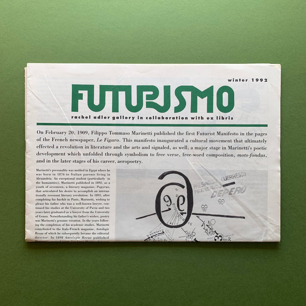 Futurismo: Letters + Numbers = Words in Freedom: Winter 1992 - book cover. Buy and sell the best artist books, journals and magazines with The Print Arkive.