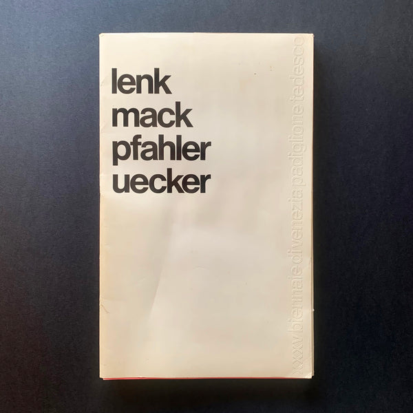 Lenk / Mack / Pfahler / Uecker: XXXV biennale di venezia padiglione tedesco (With original artworks) - book cover. Buy and sell the best mid-century art gallery books, journals and magazines with The Print Arkive.