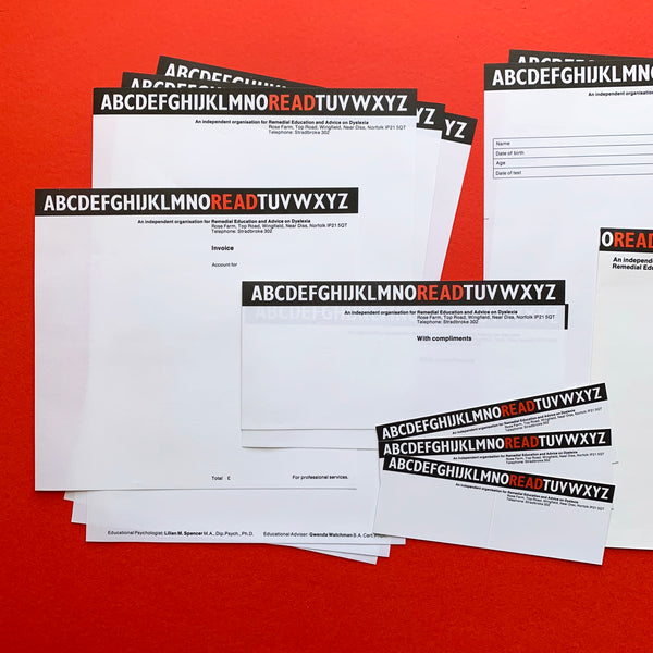 READ: Remedial Education and Advice on Dyslexia (Printed stationary samples). Buy and sell the original vintage ephemera, stationary and artwork proofs with The Print Arkive.