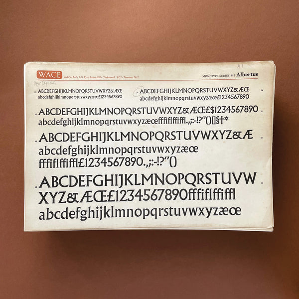 WACE & Co Specimen Sheets: American Typefounders, Bauersche Giesserie, Berthold, Monotype, Stempel, Stephenson Blake. Buy and sell the best typography books, journals, magazines and posters with The Print Arkive.