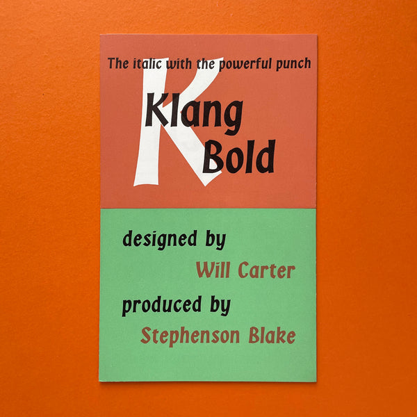 SB Klang Bold: The italic with the powerful punch (1960). Buy and sell the best type specimen books, journals, magazines and posters with The Print Arkive.