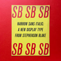 SB Narrow Sans Italic: A New Display Type from Stephenson Blake (1955). Buy and sell the best type specimen books, journals, magazines and posters with The Print Arkive.