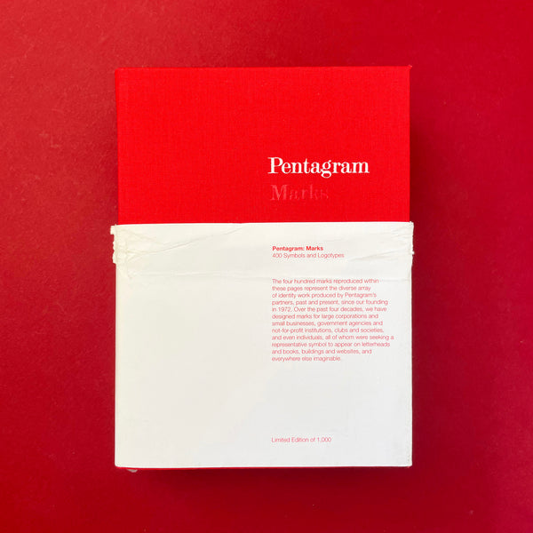 Discover Pentagram Marks: 400 Symbols & Logotypes, a limited first edition showcasing 400 iconic black-and-white logos designed by Pentagram since 1972, perfect for graphic design inspiration.