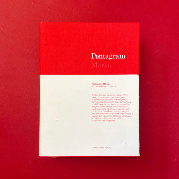 Discover Pentagram Marks: 400 Symbols & Logotypes, a limited first edition showcasing 400 iconic black-and-white logos designed by Pentagram since 1972, perfect for graphic design inspiration.