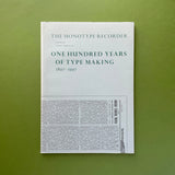 Monotype Recorder: One Hundred Years of Type Making 1897–1997. Buy and sell the best graphic design books, journals, magazines and posters with The Print Arkive.