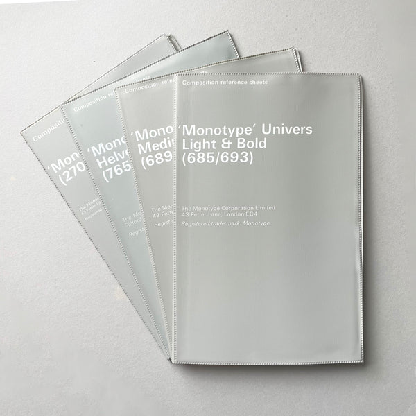Composition Reference Sheets - 'Monotype' Helvetica, Univers, Bembo