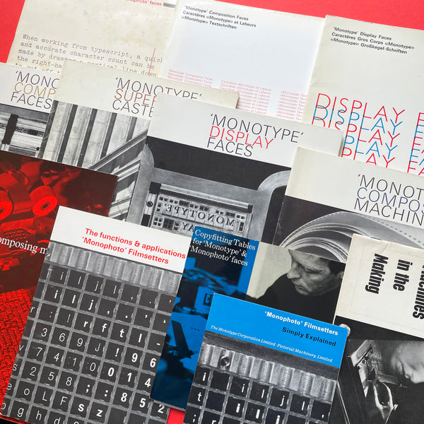 Monotype Filmsetting, Photosetting, Specimen literature [Bundle]. Buy and sell the best graphic design books, journals, magazines and posters with The Print Arkive.