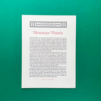 ‘Monotype’ type specimens [x11 leaflets]