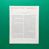 ‘Monotype’ type specimens [x6 sheets]