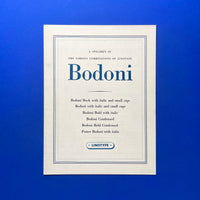Linotype Bodoni [Type Specimen/Broadsheet]. Buy and sell the best graphic design books, journals, magazines and posters with The Print Arkive.