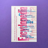Encyclopaedia Typographica - an exhibition of letterpress typography, RCA Exhibition Invite. Buy and sell the best graphic design books, journals, magazines and posters with The Print Arkive.