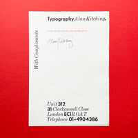 Typography Alan Kitching (Folder, Comp & Broadside)