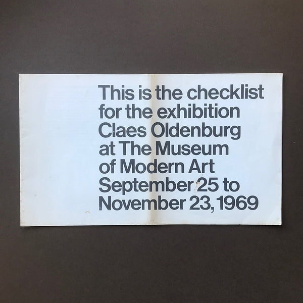 This is the checklist for the exhibition Claes Oldenburg - Chermayeff & Geismar