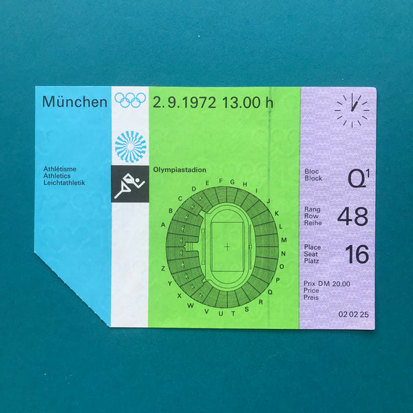 1972 Munich Olympic Athletics Ticket 2.9.1972