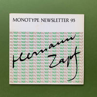 Monotype Newsletter No.93, November 1972, first edition vintage monotype book for sale at The Print Arkive. Buy and sell your old design books.