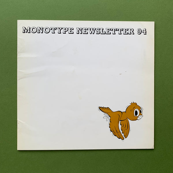 Monotype Newsletter No.94, June 1973, first edition vintage monotype book for sale at The Print Arkive. Buy and sell your old design books.
