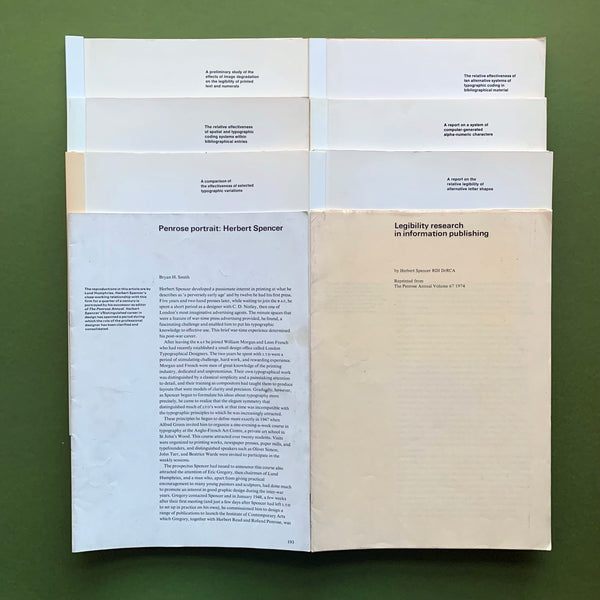 Readability of Print Research Unit (Herbert Spencer). 1973-1975.  Buy and sell your out of print and vintage typography books and magazines with The Print Arkive.